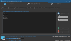 SirCleaner - Settings Cookie Exclusions Screen