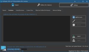 SirCleaner - Settings Exclusions Screen