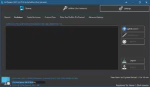 SirCleaner - Settings Exclusions Screen